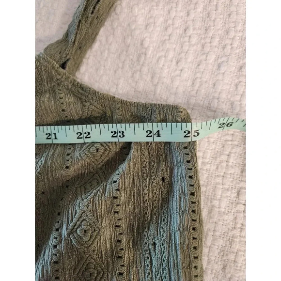 NWT BUCKETLIST Suspender Pants in Olive Lace Eyelet Wide Leg Overalls - Picture 5 of 9